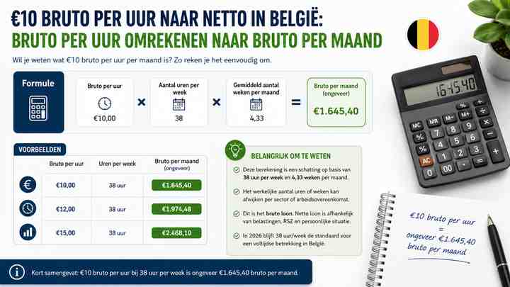 Bruto per uur omrekenen naar bruto per maand