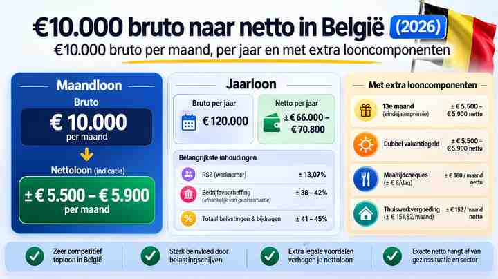 €10.000 bruto per maand, per jaar en met extra looncomponenten