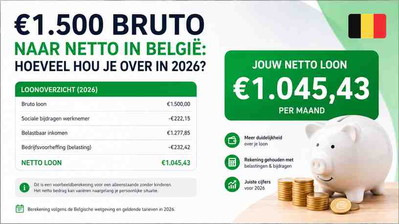 €1.500 Bruto naar Netto in België: hoeveel hou je over in 2026?