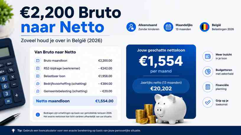 €2.200 Bruto naar Netto in België: hoeveel hou je over?