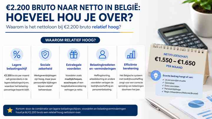Waarom is het nettoloon bij €2.200 bruto relatief hoog?