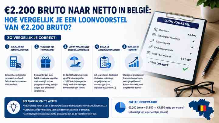 Hoe vergelijk je een loonvoorstel van €2.200 bruto?