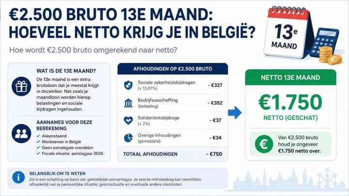 Hoe wordt €2.500 bruto omgerekend naar netto?
