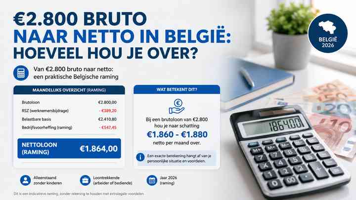Van €2.800 bruto naar netto: een praktische Belgische raming