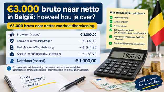 €3.000 bruto naar netto: voorbeeldberekening