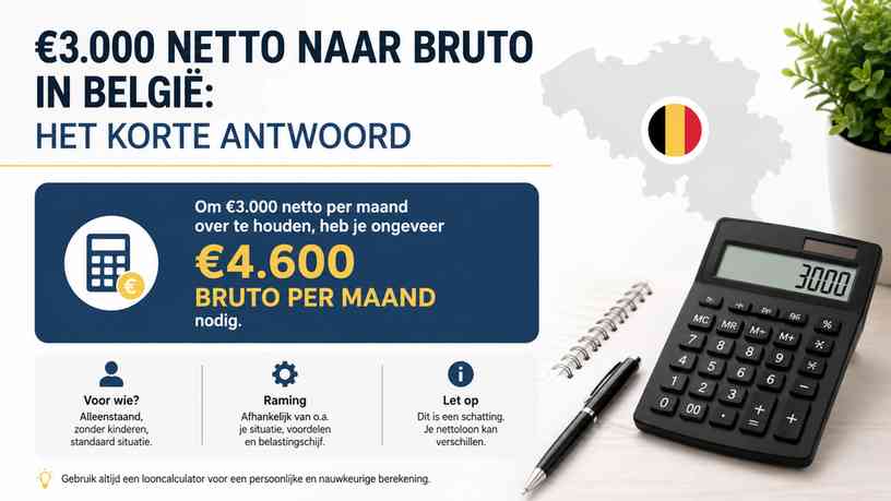 €3.000 netto naar bruto: het korte antwoord