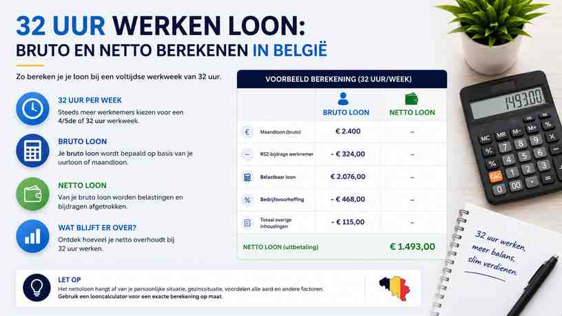 32 Uur Werken Loon: bruto en netto berekenen in België
