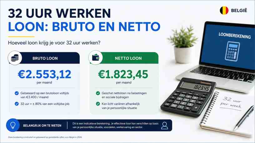 Hoeveel loon krijg je voor 32 uur werken?