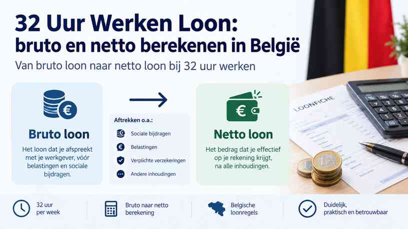 Van bruto loon naar netto loon bij 32 uur werken
