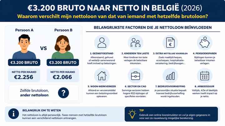 Waarom verschilt mijn nettoloon van dat van iemand met hetzelfde brutoloon?