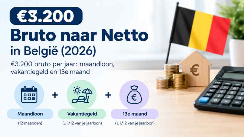 €3.200 bruto per jaar: maandloon, vakantiegeld en 13e maand