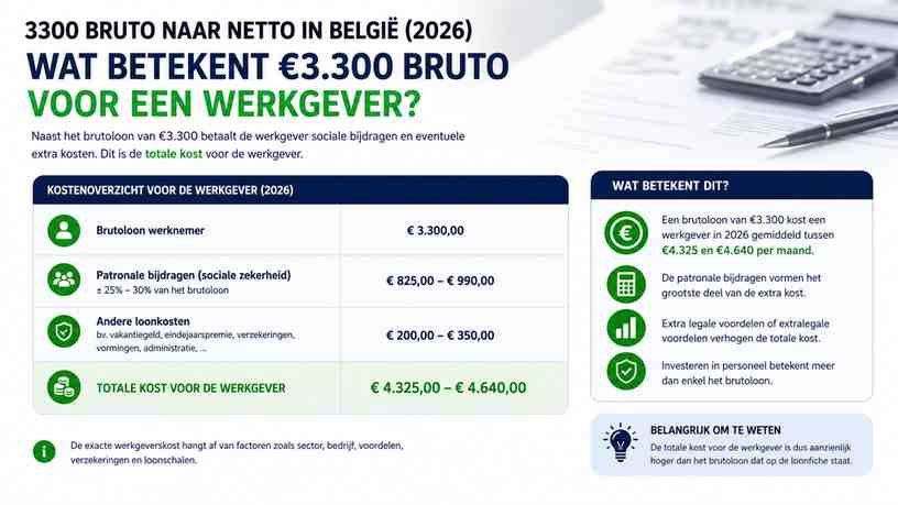 Wat betekent €3.300 bruto voor een werkgever?
