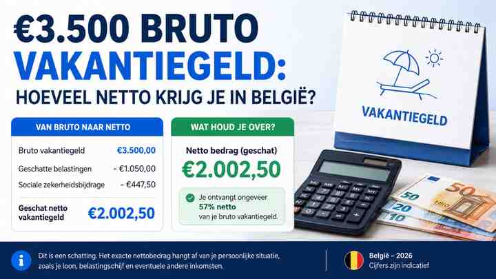 €3.500 bruto vakantiegeld: hoeveel netto krijg je in België?