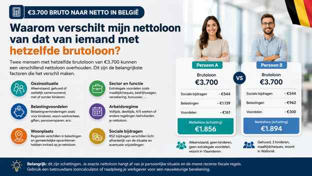 Waarom verschilt mijn nettoloon van dat van iemand met hetzelfde brutoloon?