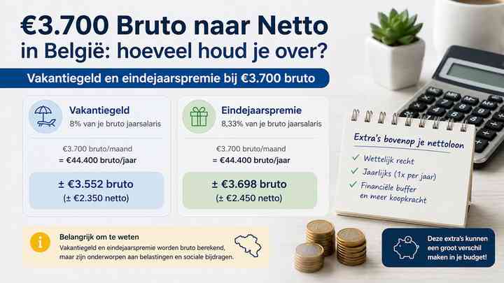 Vakantiegeld en eindejaarspremie bij €3.700 bruto