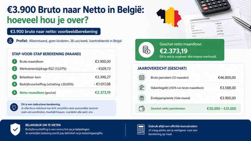 €3.900 bruto naar netto: voorbeeldberekening