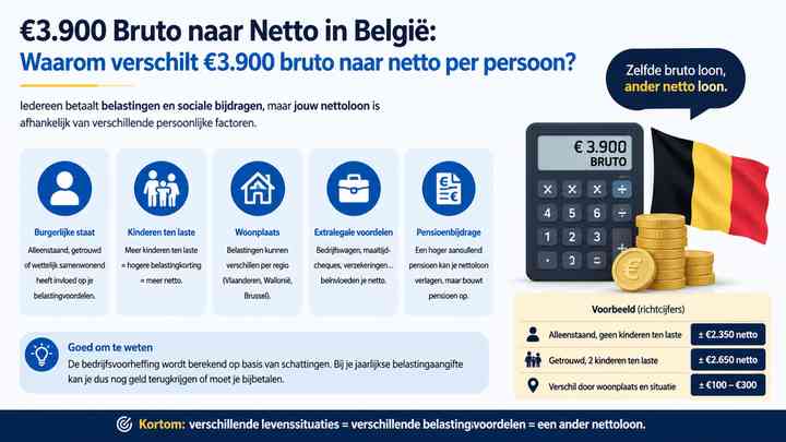 Waarom verschilt €3.900 bruto naar netto per persoon?