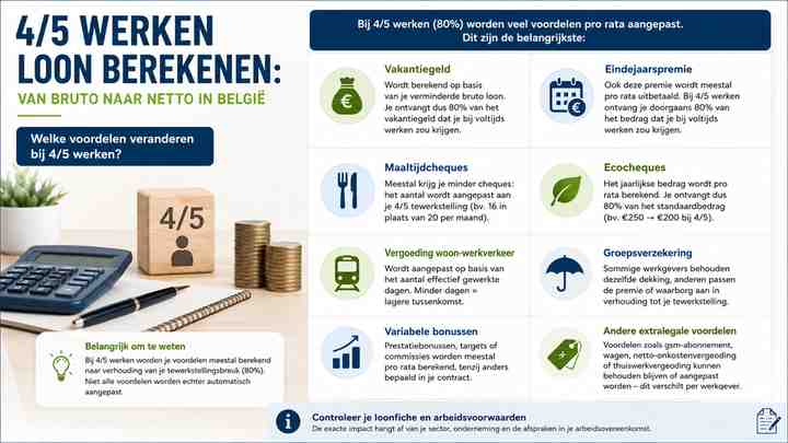 Welke voordelen veranderen bij 4/5 werken?