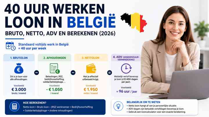 40 uur werken loon in België: bruto, netto, ADV en berekenen (2026)