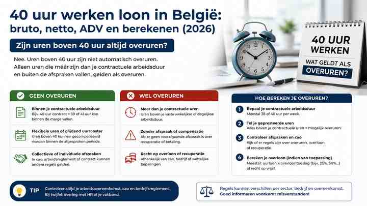 Zijn uren boven 40 uur altijd overuren?