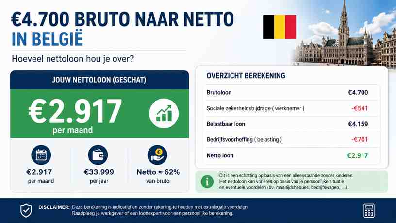 €4.700 bruto naar netto in België: hoeveel nettoloon hou je over?