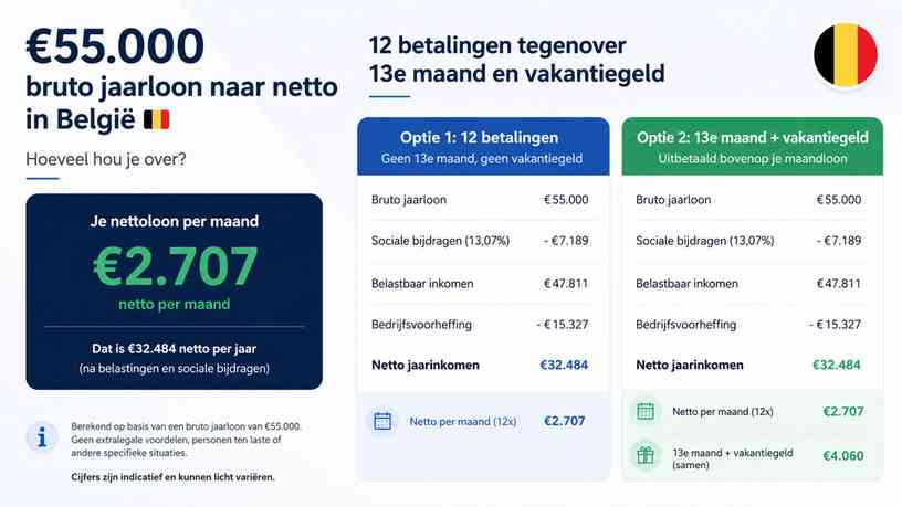 12 betalingen tegenover 13e maand en vakantiegeld