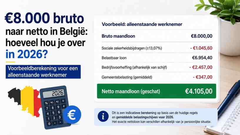 Voorbeeldberekening voor een alleenstaande werknemer