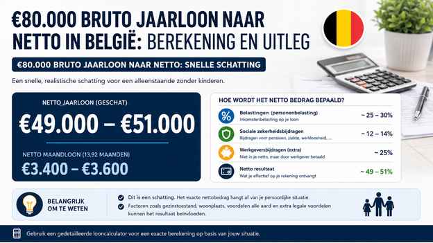 €80.000 bruto jaarloon naar netto: snelle schatting