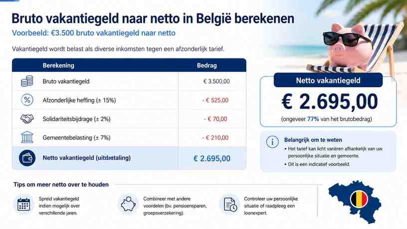 Voorbeeld: €3.500 bruto vakantiegeld naar netto