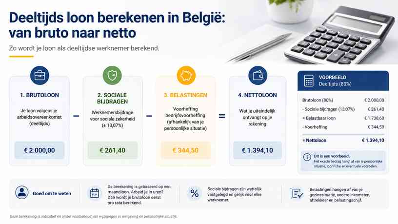 Deeltijds loon berekenen in België: van bruto naar netto