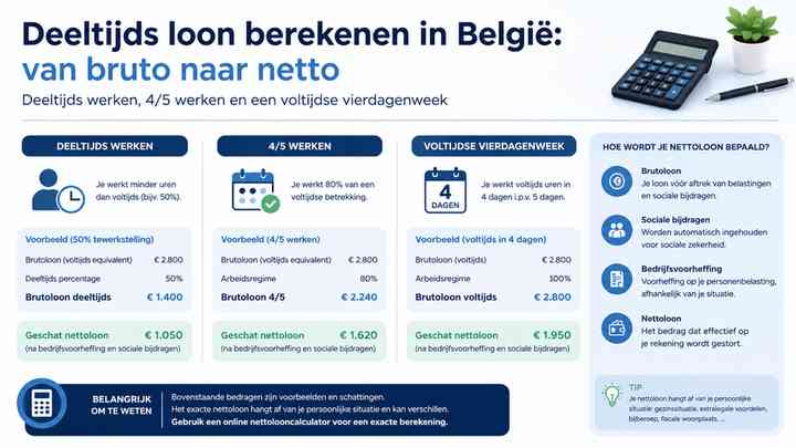 Deeltijds werken, 4/5 werken en een voltijdse vierdagenweek