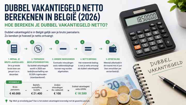 Hoe bereken je dubbel vakantiegeld netto?