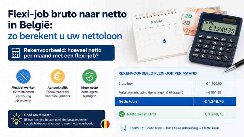 Rekenvoorbeeld: hoeveel netto per maand met een flexi-job?