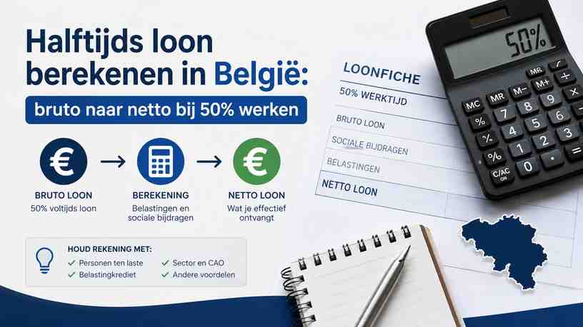 Halftijds loon berekenen in België: bruto naar netto bij 50% werken