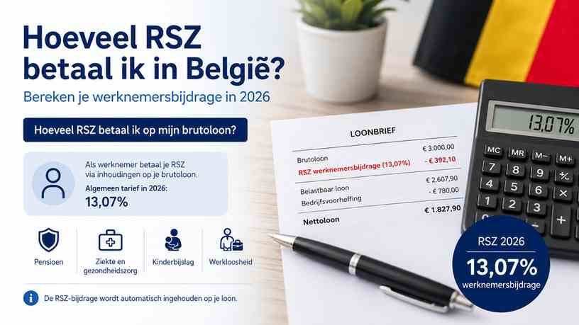 Hoeveel RSZ betaal ik op mijn brutoloon?