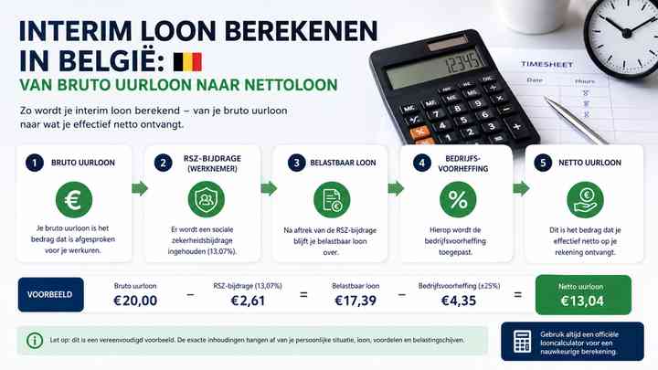Interim loon berekenen in België: van bruto uurloon naar nettoloon