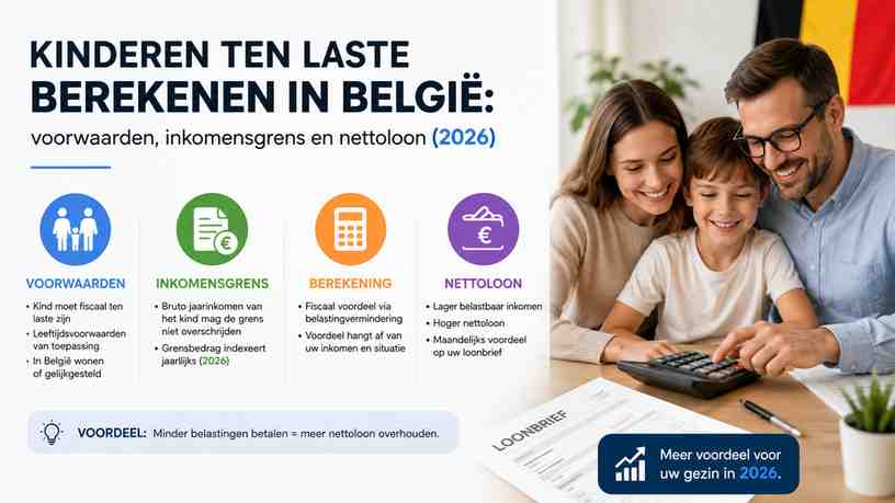 Kinderen ten laste berekenen in België: voorwaarden, inkomensgrens en nettoloon (2026)