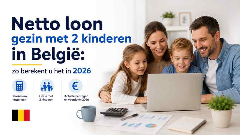 Netto loon gezin met 2 kinderen in België: zo berekent u het in 2026