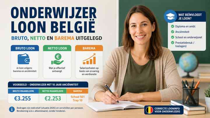 Onderwijzer loon België: bruto, netto en barema uitgelegd