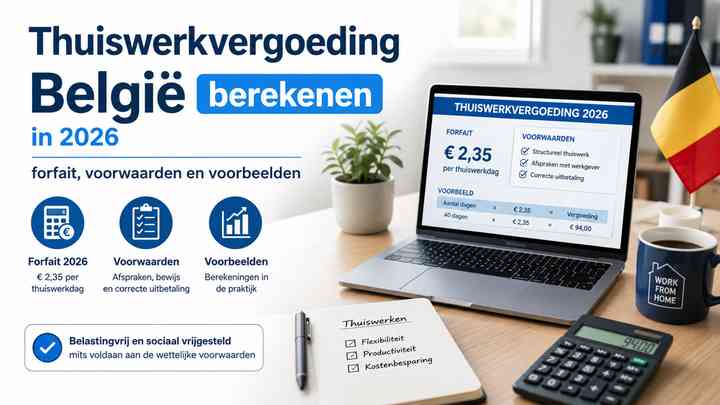 Thuiswerkvergoeding België berekenen in 2026: forfait, voorwaarden en voorbeelden