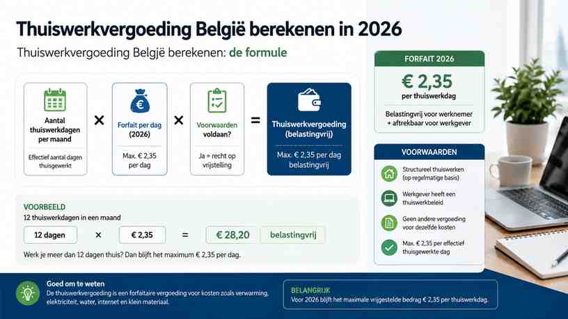 Thuiswerkvergoeding België berekenen: de formule