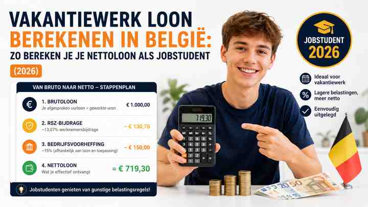 Vakantiewerk loon berekenen in België: zo bereken je je nettoloon als jobstudent (2026)